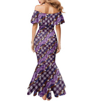 Polynesian Monstera Tiare Floral Family Matching Mermaid Dress and Hawaiian Shirt Lavender Tropical Plaid LT01 - Polynesian Pride