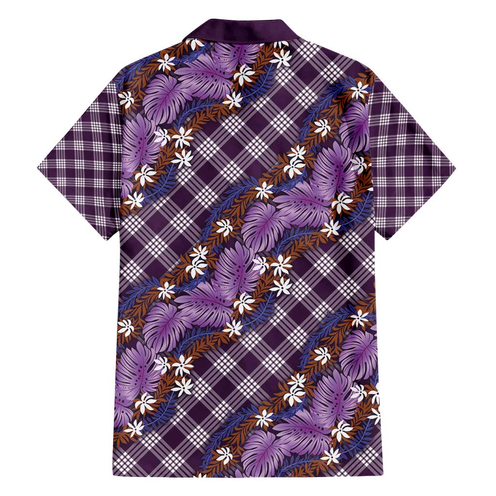 Polynesian Monstera Tiare Floral Family Matching Off Shoulder Maxi Dress and Hawaiian Shirt Lavender Tropical Plaid LT01 - Polynesian Pride
