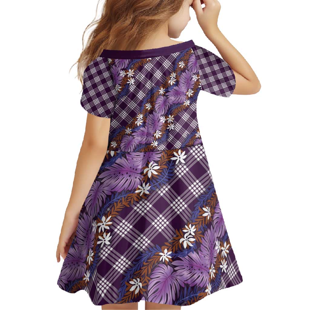 Polynesian Monstera Tiare Floral Family Matching Summer Maxi Dress and Hawaiian Shirt Lavender Tropical Plaid LT01 - Polynesian Pride