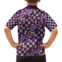 Polynesian Monstera Tiare Floral Family Matching Tank Maxi Dress and Hawaiian Shirt Lavender Tropical Plaid LT01 - Polynesian Pride