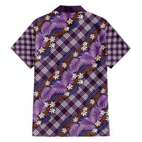 Polynesian Monstera Tiare Floral Family Matching Tank Maxi Dress and Hawaiian Shirt Lavender Tropical Plaid LT01 - Polynesian Pride
