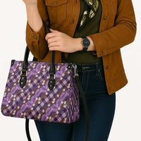 Polynesian Monstera Tiare Floral Leather Bag Lavender Tropical Plaid - Polynesian Pride