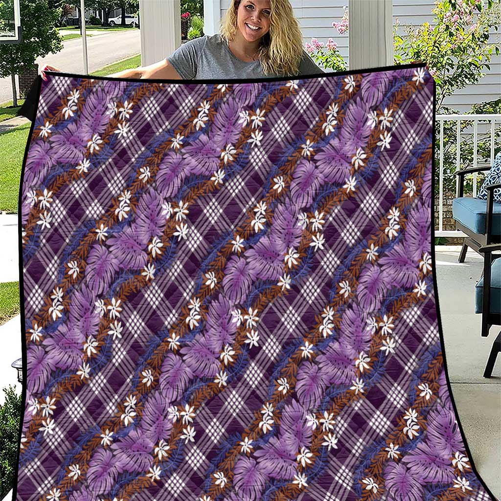 Polynesian Monstera Tiare Floral Quilt Lavender Tropical Plaid LT01 Purple - Polynesian Pride