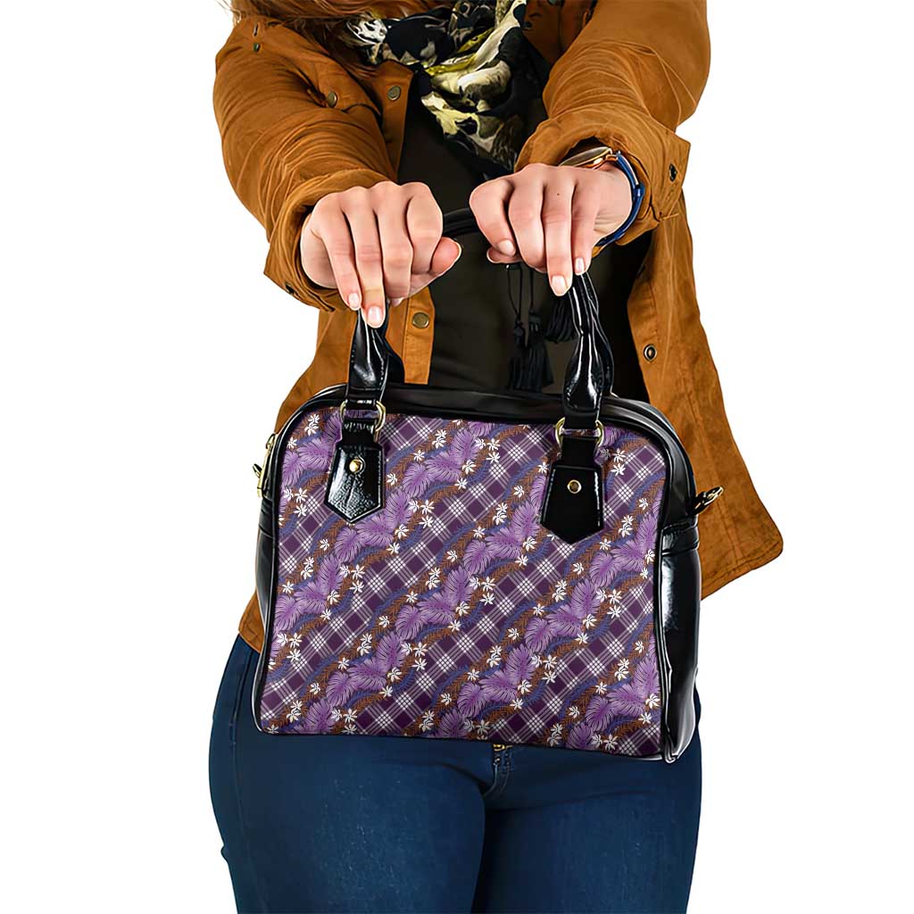 Polynesian Monstera Tiare Floral Shoulder Handbag Lavender Tropical Plaid LT01 One Size Purple - Polynesian Pride