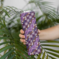 Polynesian Monstera Tiare Floral Skinny Tumbler Lavender Tropical Plaid LT01 - Polynesian Pride