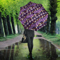 Polynesian Monstera Tiare Floral Umbrella Lavender Tropical Plaid - Polynesian Pride