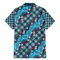 Polynesian Monstera Tiare Floral Family Matching Mermaid Dress and Hawaiian Shirt Dark Teal Tropical Plaid LT01 - Polynesian Pride