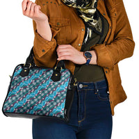 Polynesian Monstera Tiare Floral Shoulder Handbag Dark Teal Tropical Plaid - Polynesian Pride
