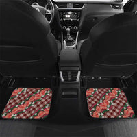 Polynesian Monstera Tiare Floral Car Mats Burgundy Tropical Plaid LT01 Set 2pcs - Back Red - Polynesian Pride