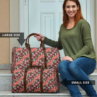 Polynesian Monstera Tiare Floral Travel Bag Burgundy Tropical Plaid LT01 - Polynesian Pride