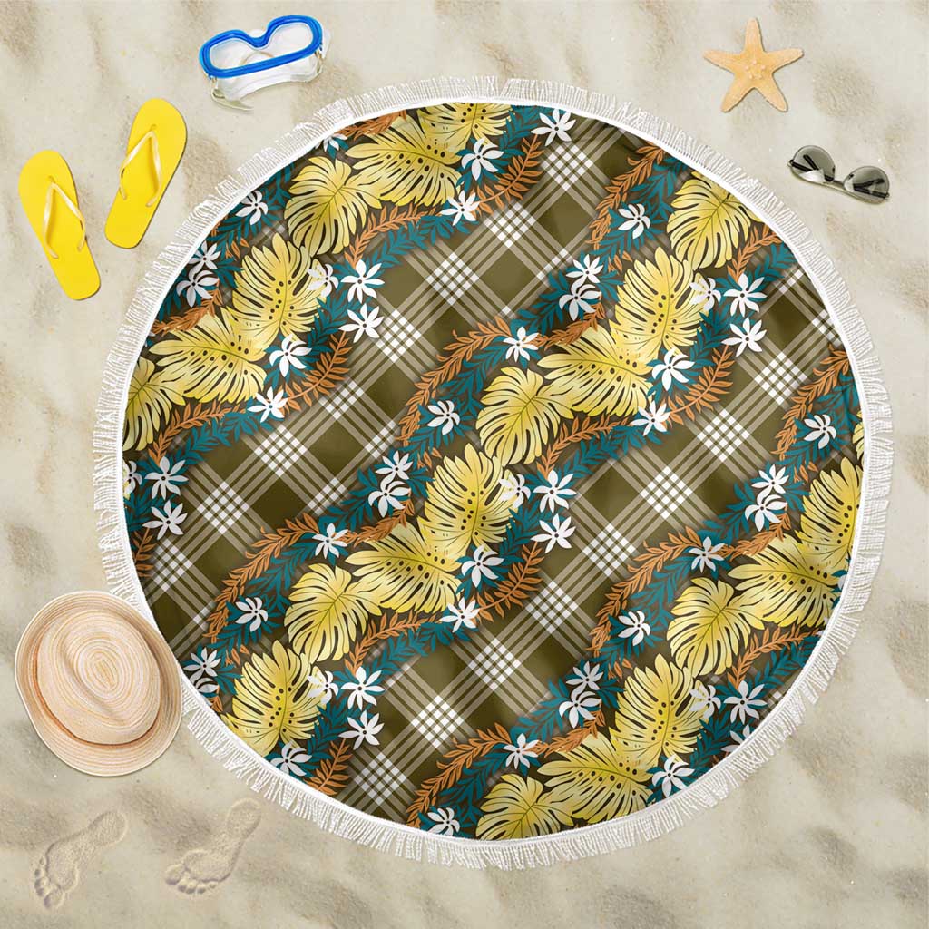Polynesian Monstera Tiare Floral Beach Blanket Yellow Tropical Plaid LT01 One Size 150cm Yellow - Polynesian Pride