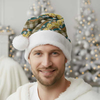 Polynesian Monstera Tiare Floral Christmas Santa Hat Yellow Tropical Plaid - Polynesian Pride