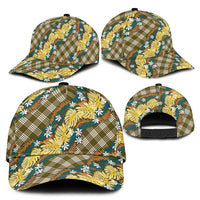 Polynesian Monstera Tiare Floral Classic Cap Yellow Tropical Plaid - Polynesian Pride