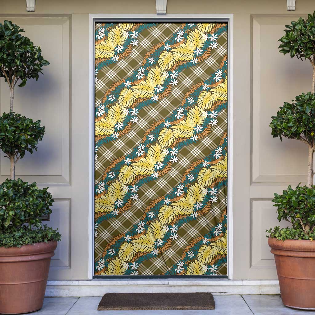 Polynesian Monstera Tiare Floral Door Cover Yellow Tropical Plaid LT01 Yellow - Polynesian Pride