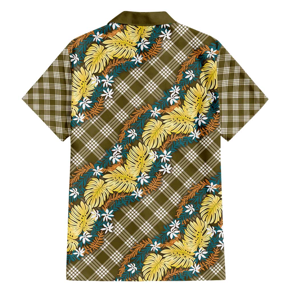 Polynesian Monstera Tiare Floral Family Matching Tank Maxi Dress and Hawaiian Shirt Yellow Tropical Plaid LT01 - Polynesian Pride