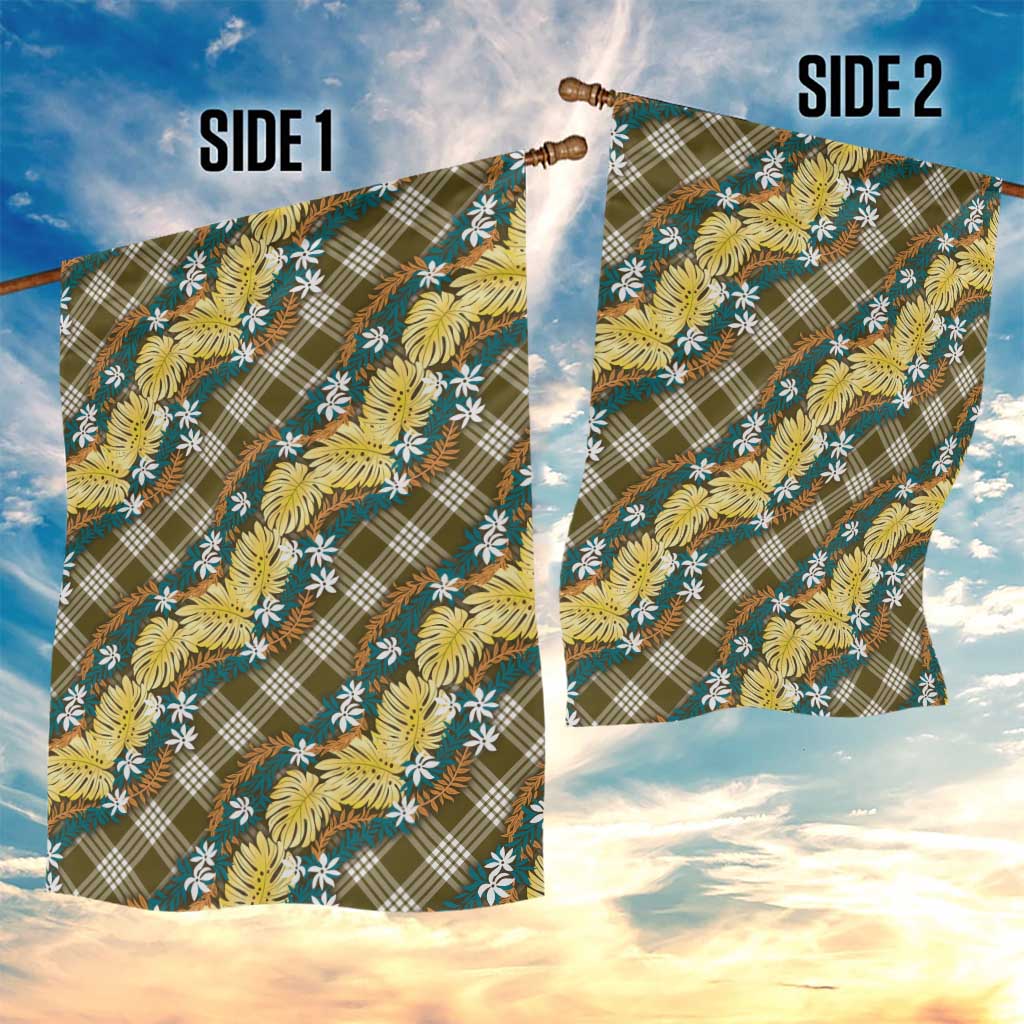 Polynesian Monstera Tiare Floral Garden Flag Yellow Tropical Plaid LT01 - Polynesian Pride