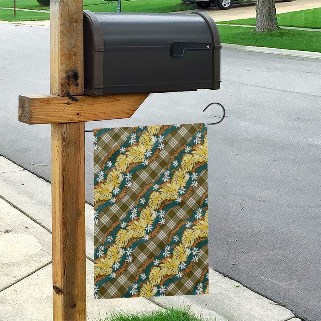 Polynesian Monstera Tiare Floral Garden Flag Yellow Tropical Plaid LT01 - Polynesian Pride