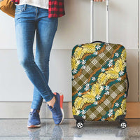 Polynesian Monstera Tiare Floral Luggage Cover Yellow Tropical Plaid LT01 - Polynesian Pride