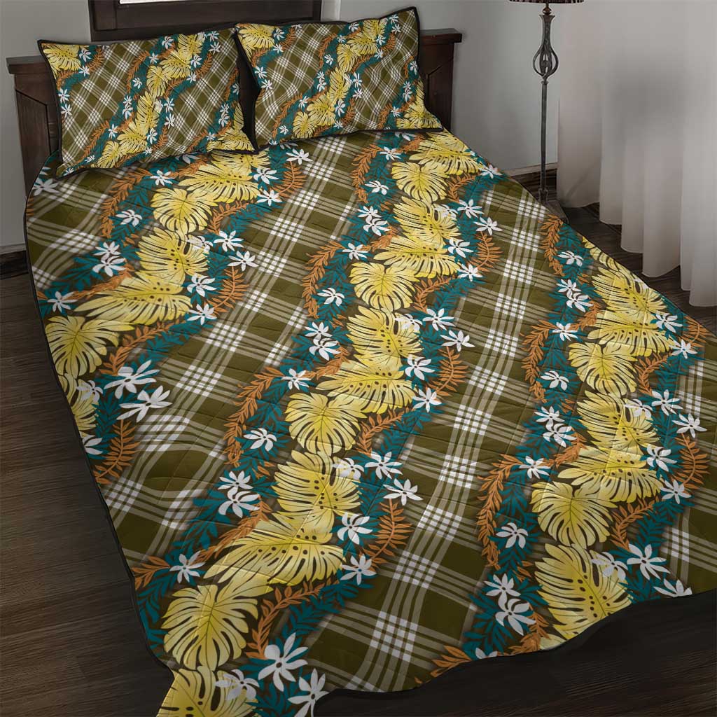 Polynesian Monstera Tiare Floral Quilt Bed Set Yellow Tropical Plaid LT01 Yellow - Polynesian Pride