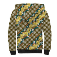 Polynesian Monstera Tiare Floral Sherpa Hoodie Yellow Tropical Plaid LT01 - Polynesian Pride