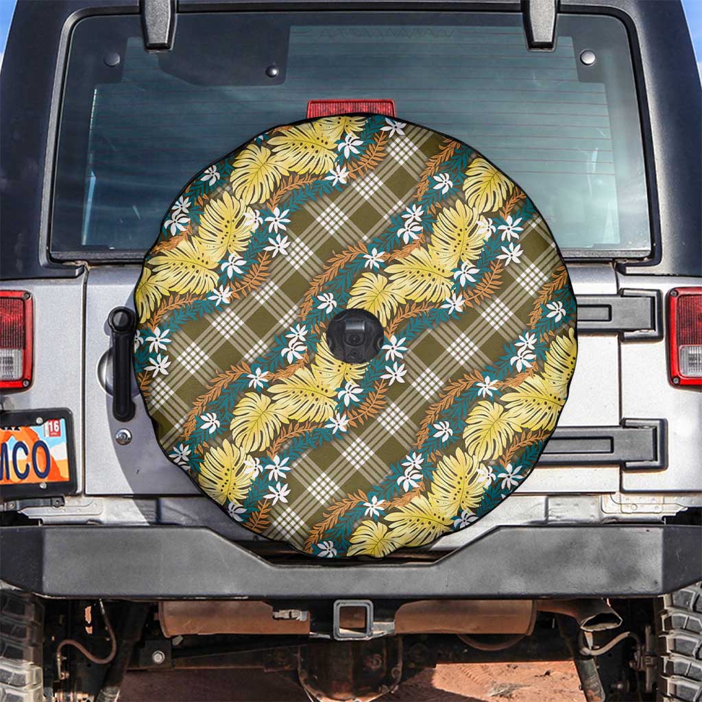 Polynesian Monstera Tiare Floral Spare Tire Cover Yellow Tropical Plaid LT01 Yellow - Polynesian Pride