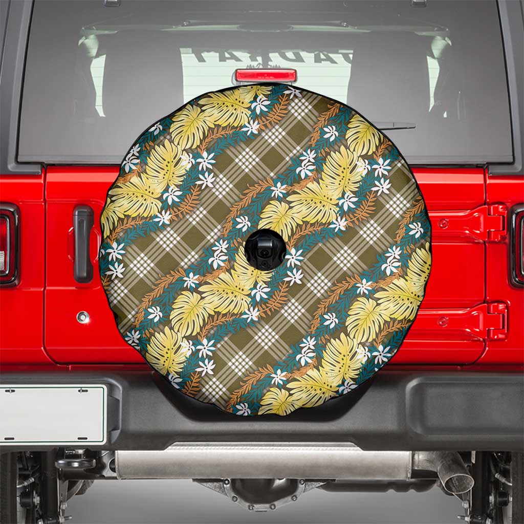 Polynesian Monstera Tiare Floral Spare Tire Cover Yellow Tropical Plaid LT01 - Polynesian Pride
