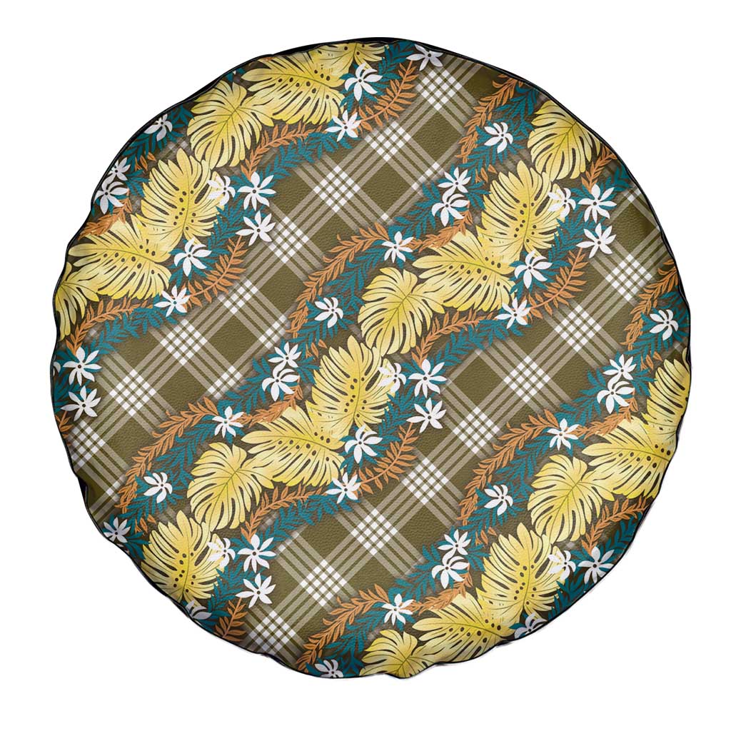 Polynesian Monstera Tiare Floral Spare Tire Cover Yellow Tropical Plaid LT01 - Polynesian Pride