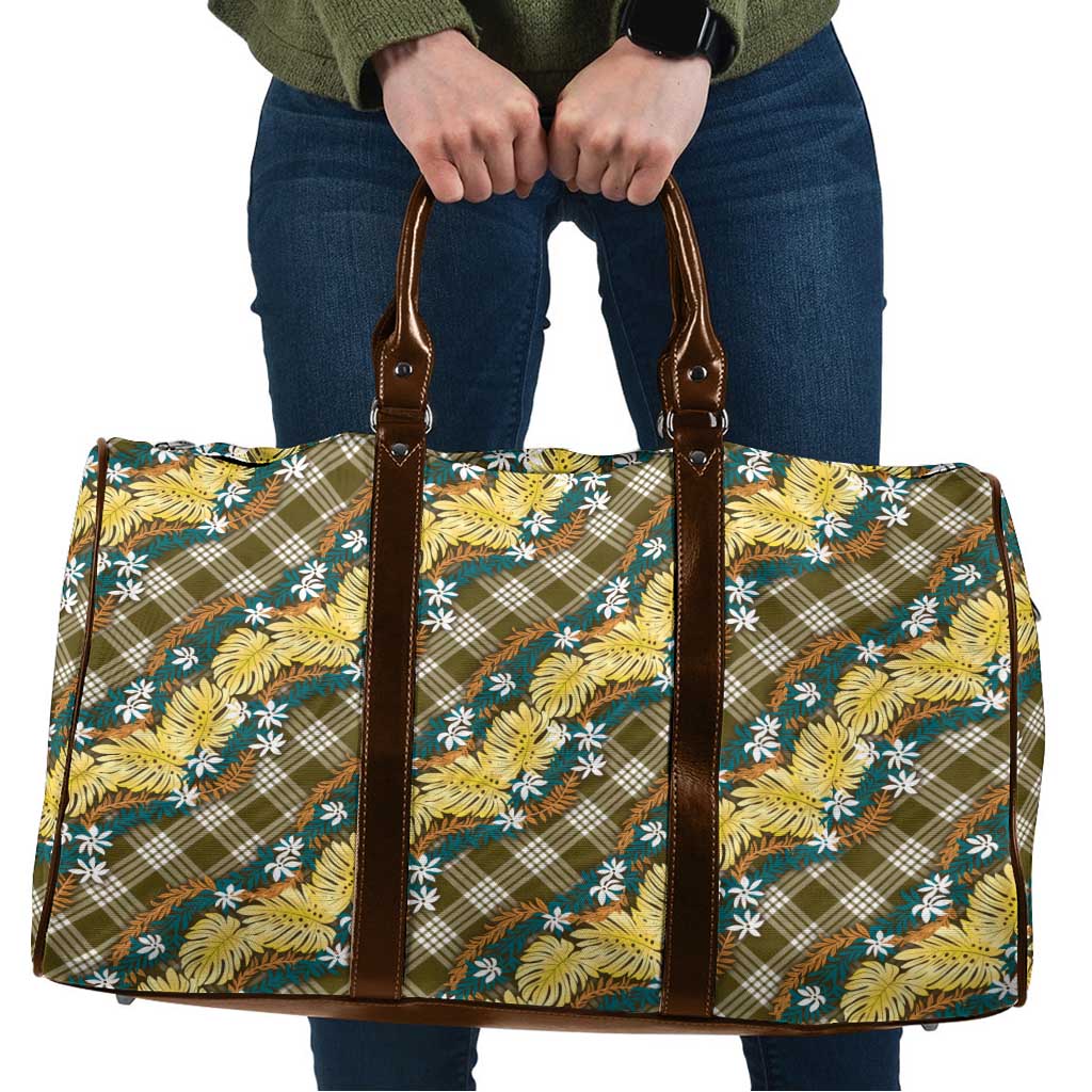 Polynesian Monstera Tiare Floral Travel Bag Yellow Tropical Plaid LT01 Yellow - Polynesian Pride
