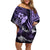Polynesian Women Day 2024 Family Matching Off Shoulder Short Dress and Hawaiian Shirt Hibiscus Girl Tribal LT01 Mom's Dress Purple - Polynesian Pride