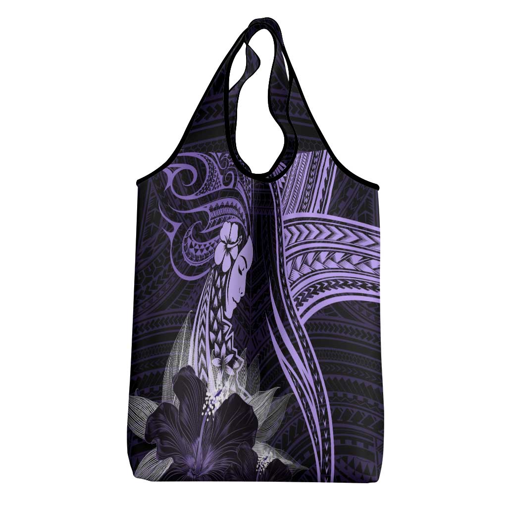 Polynesian Women Day 2024 Grocery Bag Hibiscus Girl Tribal