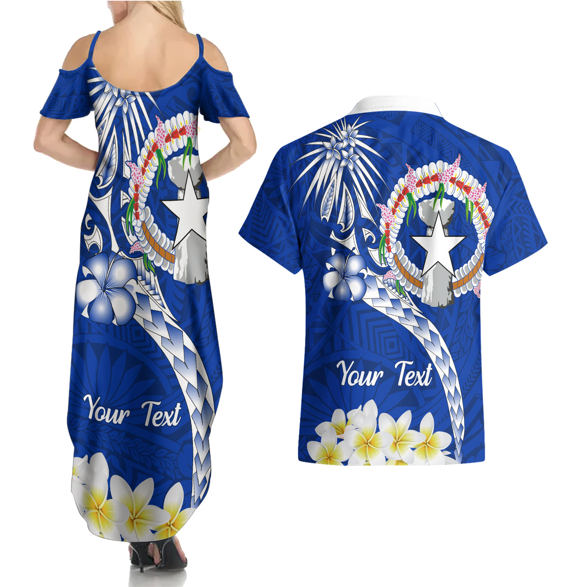 Northern Mariana Islands Commonwealth Day 2024 Couples Matching Summer Maxi Dress and Hawaiian Shirt Dolphin With Plumeria Flower LT01 - Polynesian Pride