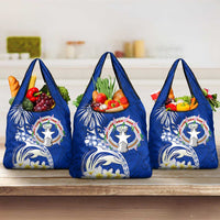 Northern Mariana Islands Commonwealth Day 2024 Grocery Bag Dolphin With Plumeria Flower