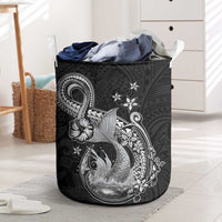 Hawaii Mermaid Monotone Laundry Basket Polynesian Pattern Fish Hook