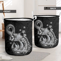 Hawaii Mermaid Monotone Laundry Basket Polynesian Pattern Fish Hook
