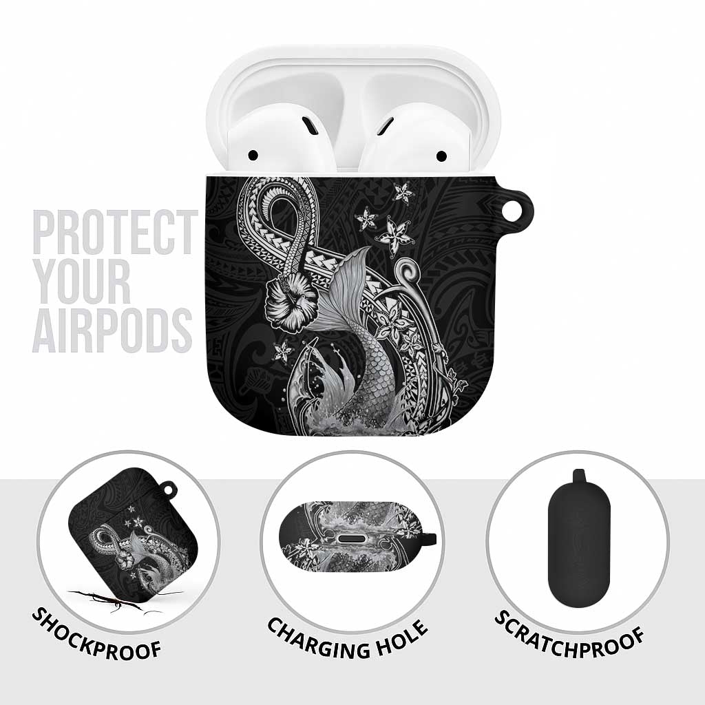 Hawaii Mermaid Monotone AirPods Case Polynesian Pattern Fish Hook