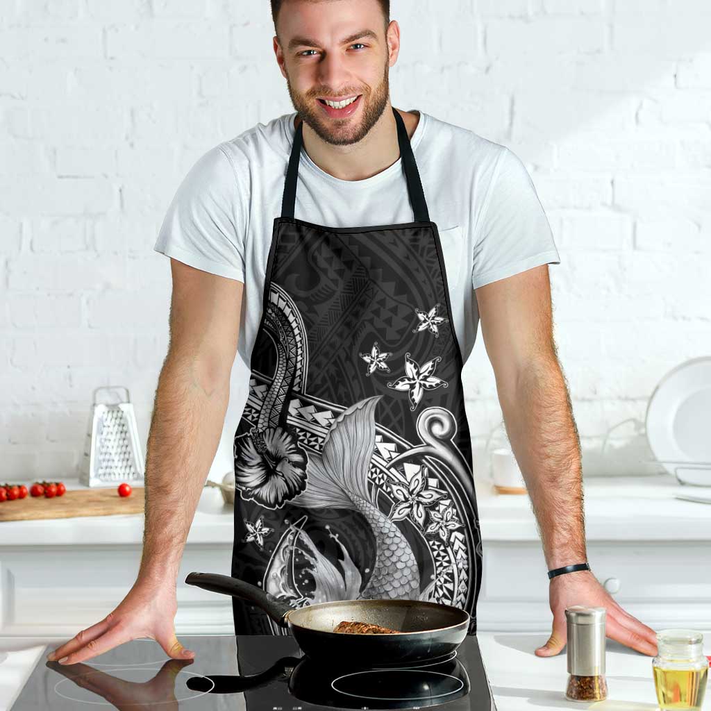 Hawaii Mermaid Monotone Apron Polynesian Pattern Fish Hook