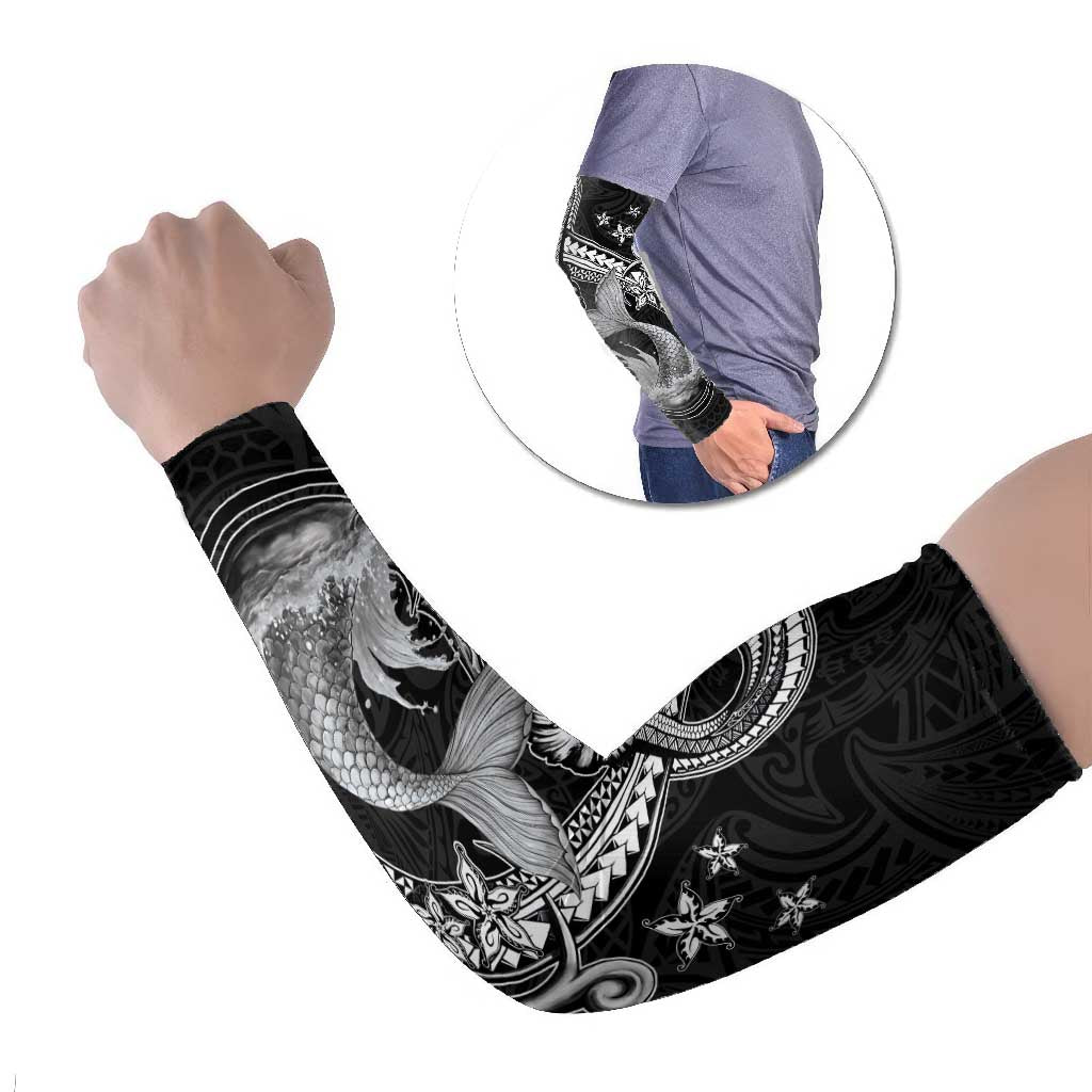 Hawaii Mermaid Monotone Arm Sleeves Polynesian Pattern Fish Hook