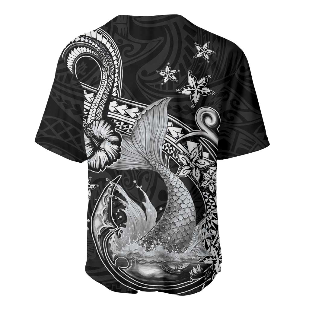 Hawaii Mermaid Monotone Baseball Jersey Polynesian Pattern Fish Hook