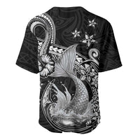 Hawaii Mermaid Monotone Baseball Jersey Polynesian Pattern Fish Hook