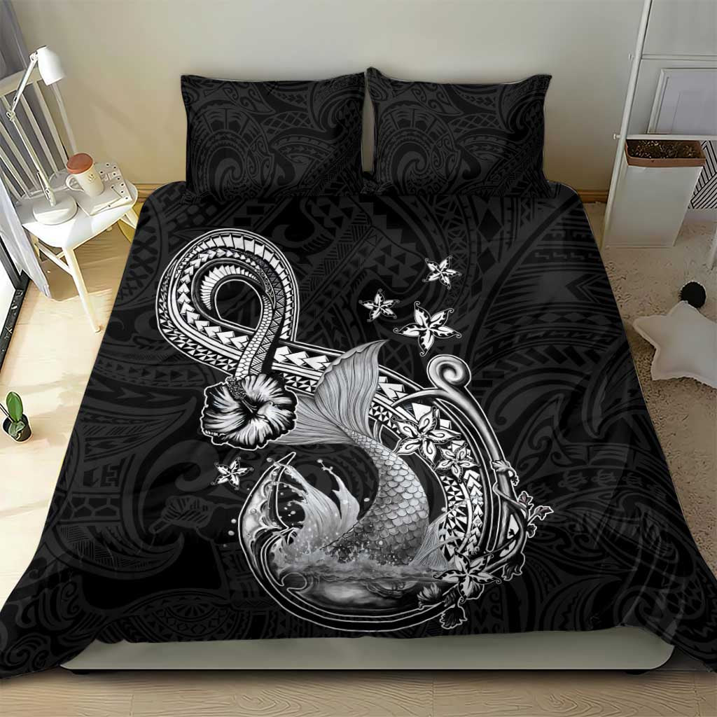 Hawaii Mermaid Monotone Bedding Set Polynesian Pattern Fish Hook