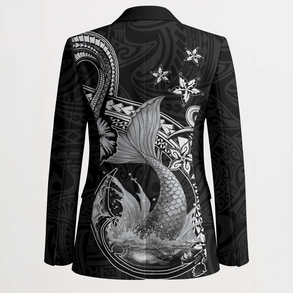 Hawaii Mermaid Monotone Blazer Polynesian Pattern Fish Hook