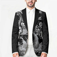 Hawaii Mermaid Monotone Blazer Polynesian Pattern Fish Hook