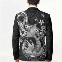 Hawaii Mermaid Monotone Blazer Polynesian Pattern Fish Hook