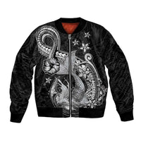 Hawaii Mermaid Monotone Bomber Jacket Polynesian Pattern Fish Hook
