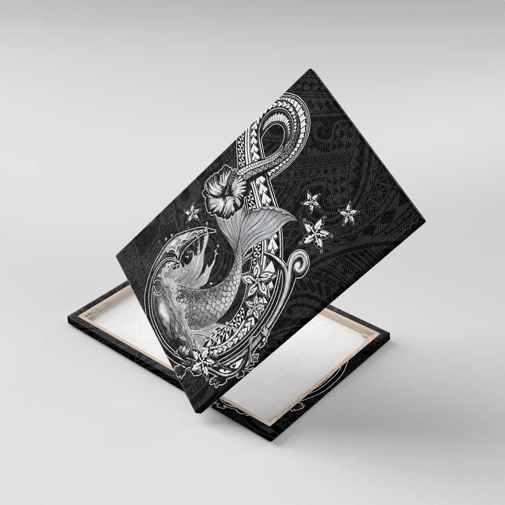 Hawaii Mermaid Monotone Canvas Wall Art Polynesian Pattern Fish Hook