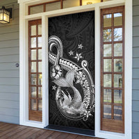 Hawaii Mermaid Monotone Door Cover Polynesian Pattern Fish Hook