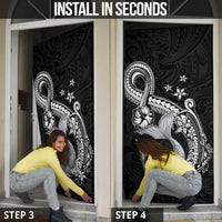 Hawaii Mermaid Monotone Door Cover Polynesian Pattern Fish Hook