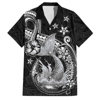 Hawaii Mermaid Monotone Family Matching Tank Maxi Dress and Hawaiian Shirt Polynesian Pattern Fish Hook