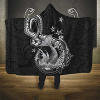 Hawaii Mermaid Monotone Hooded Blanket Polynesian Pattern Fish Hook