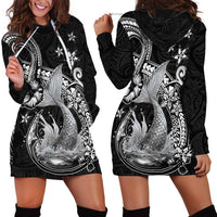 Hawaii Mermaid Monotone Hoodie Dress Polynesian Pattern Fish Hook